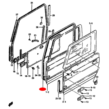 WEATHERSTRIP DOOR LEFT SUZUKI SAMURAI SERIES